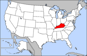 USA map showing location of KY